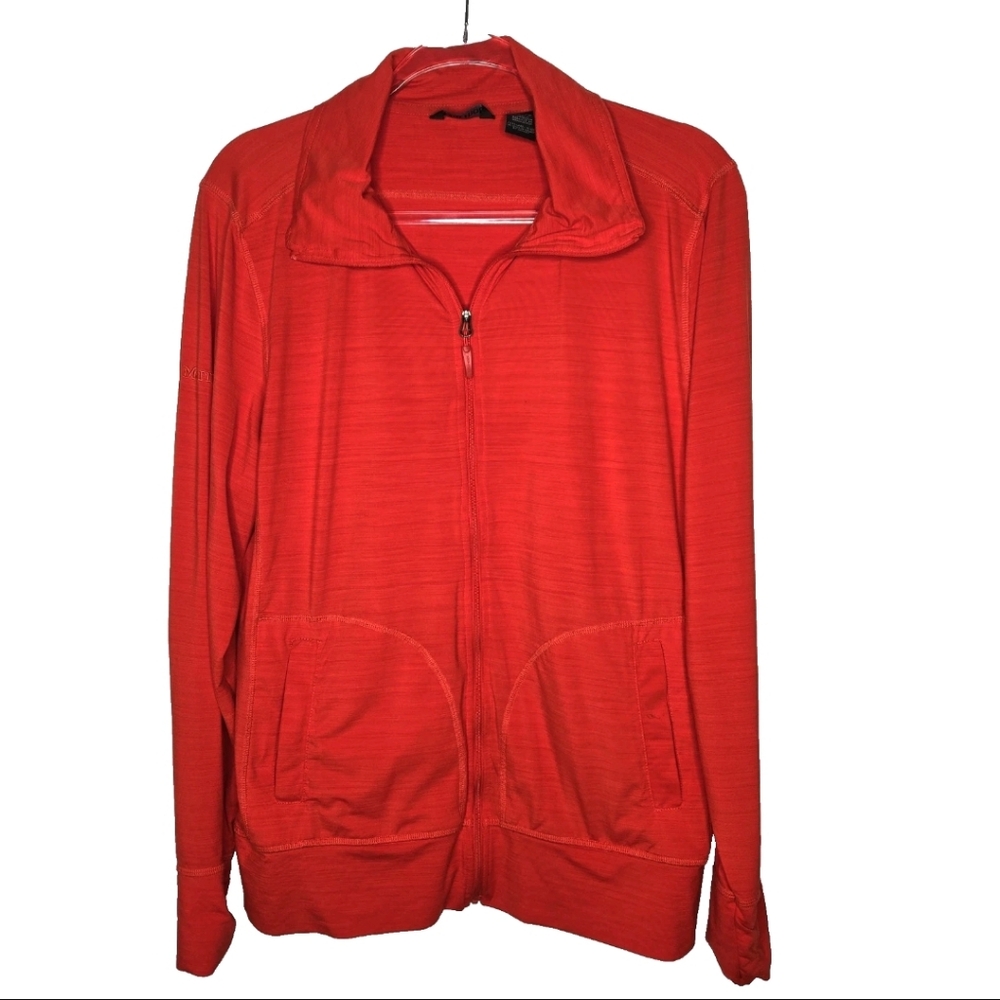 Marmot Womens Lightweight Running Full Zip Jacket Sz XL High Neck Space Dye Red